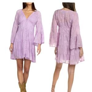 Johhny Was Phoenix Embroidered Flow Tiered Dress and Slip Set  Lavender Size XS